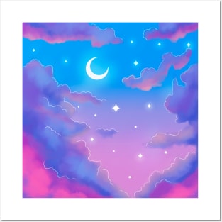 Moon and Clouds Posters and Art